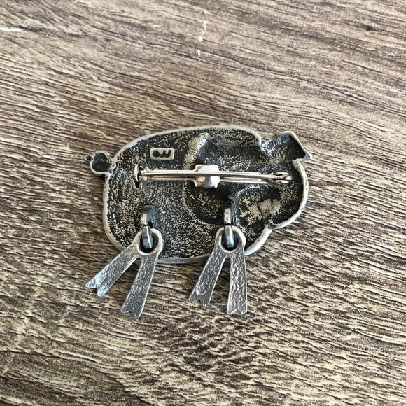 Vtg  JJ Pewter Pig Moving Brooch - Picture 6 of 9